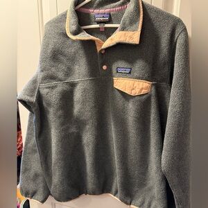 Patagonia Synchilla Fleece Pullover Grey and Peach Lightweight size large